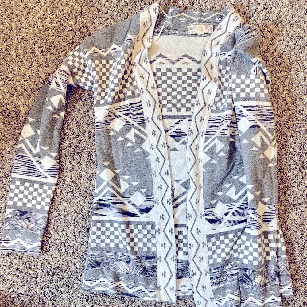 Cardigan, it goes to my mid butt, I’m about 5’2